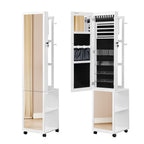 Hzuaneri Jewelry Cabinet, Jewelry Mirror Cabinet, Standing Jewelry Organizer with 1 Clothes Rack, White and Black