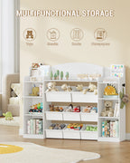 Hzuaneri Children's Shelf, Wooden Bookshelf for Kids, Toy Shelf with 8 Fabric Drawers for Children's Room, Living Room, Study, White, 30 x 110 x 104 cm, KB42003W
