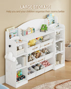 Hzuaneri Children's Shelf, Wooden Bookshelf for Kids, Toy Shelf with 8 Fabric Drawers for Children's Room, Living Room, Study, White, 30 x 140 x 104 cm, KB43003W