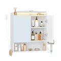 Hzuaneri Bathroom Mirror Cabinet with Lighting, Bathroom Cabinet with Mirror, White