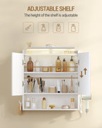 Hzuaneri Bathroom Mirror Cabinet with Lighting, Bathroom Cabinet with Mirror, White