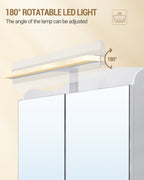 Hzuaneri Bathroom Mirror Cabinet with Lighting, Bathroom Cabinet with Mirror, White