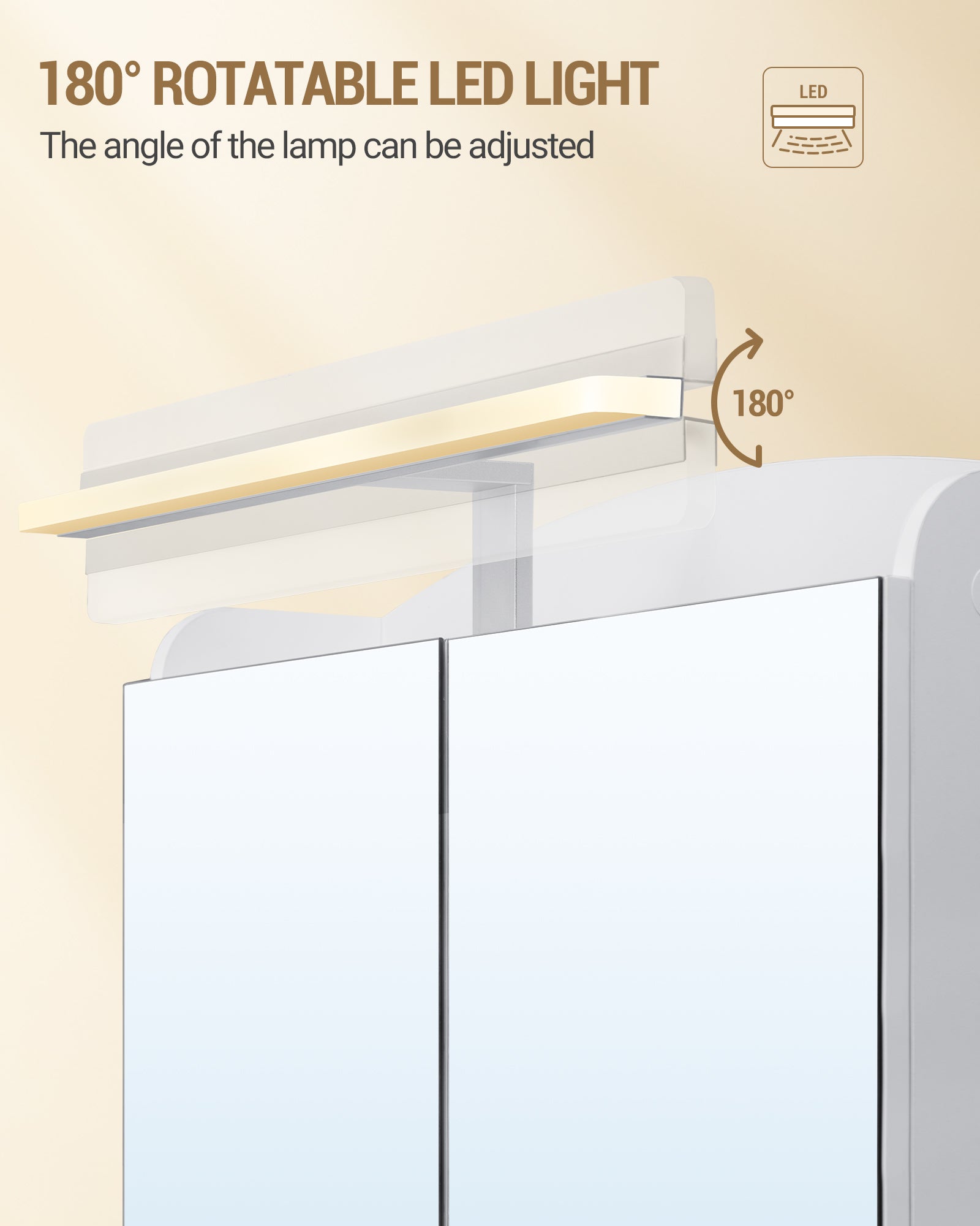 Hzuaneri Bathroom Mirror Cabinet with Lighting, Bathroom Cabinet with Mirror, White