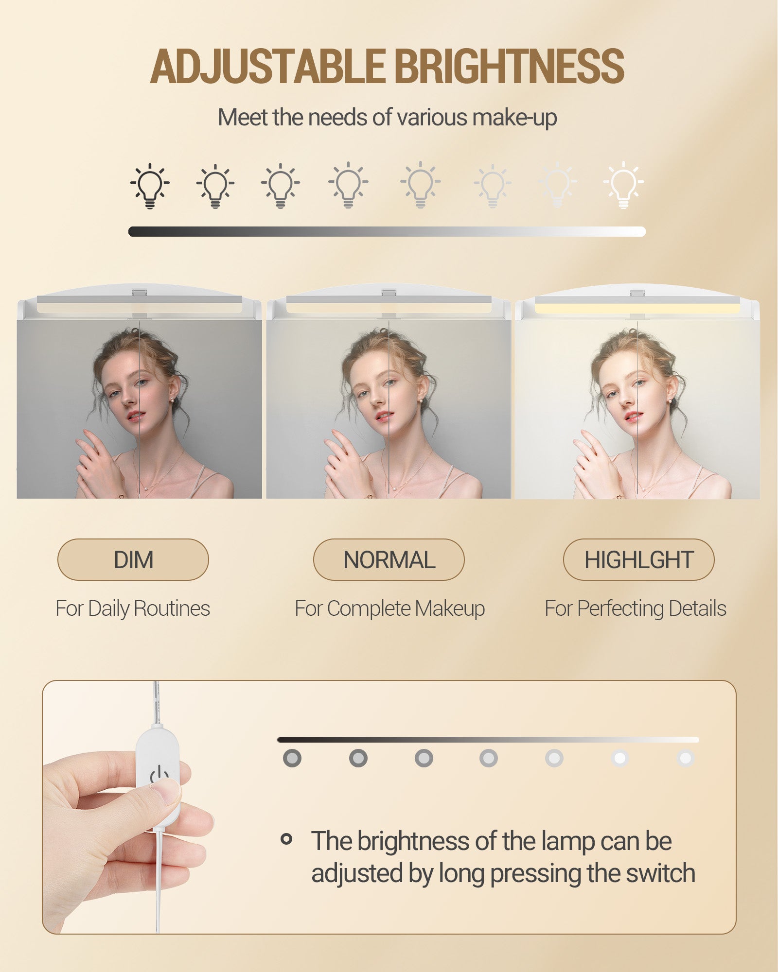 Hzuaneri Bathroom Mirror Cabinet with Lighting, Bathroom Cabinet with Mirror, White