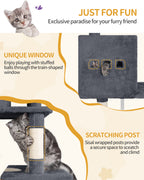 Hzuaneri Large Cat Tree, 193 cm High, XXL Cat Tree, with 7 Scratching Posts, 3 Caves, 2 Platforms, 2 Plush Balls, Basket