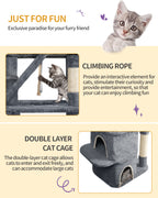 Hzuaneri Large Cat Tree, 185cm Stable Cat Tree with 6 Scratching Posts, 3 Caves, 2 Viewing Platforms, 2 Baskets, 4 Plush Balls