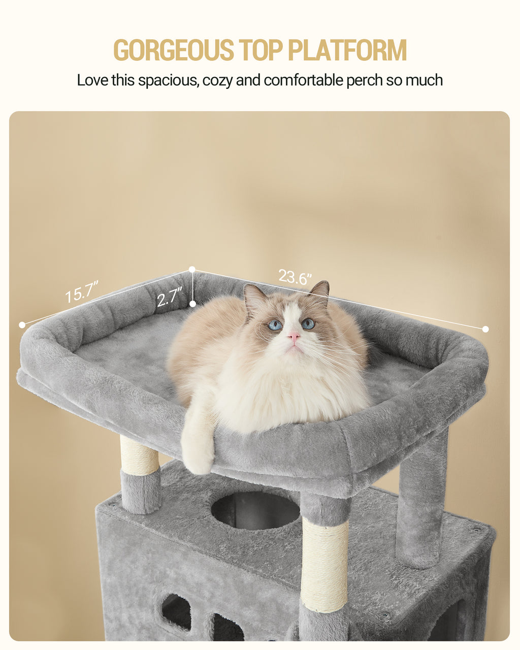 Hzuaneri Cat Tree,  Large Cat Tower for Indoor Cats, Multi-Level Cat House with Condo