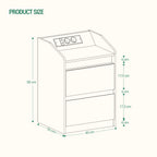 Hzuaneri Bedside Table with LED Lights & Charging Station, 2 Drawers, USB Ports and Power Outlets, Black