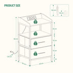 Hzuaneri Bedside Table Set of 2 with LED Lights & Charging Station, USB Ports & Outlets, Black