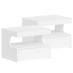 Hzuaneri Floating Bedside Tables Set of 2, Wall Mounted Bedside Cabinets, Floating Nightstand with 1 Drawer with Glides, Open Space, Modern, for Bedroom, Living Room, 30 x 40 x 29.2 cm, White NS50203X