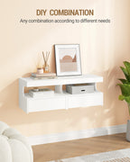 Hzuaneri Floating Bedside Tables Set of 2, Wall Mounted Bedside Cabinets, Floating Nightstand with 1 Drawer with Glides, Open Space, Modern, for Bedroom, Living Room, 30 x 40 x 29.2 cm, White NS50203X