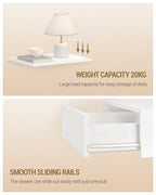 Hzuaneri Floating Bedside Tables Set of 2, Wall Mounted Bedside Cabinets, Floating Nightstand with 1 Drawer with Glides, Open Space, Modern, for Bedroom, Living Room, 30 x 40 x 29.2 cm, White NS50203X