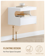 Hzuaneri Floating Bedside Tables Set of 2, Wall Mounted Bedside Cabinets, Floating Nightstand with 1 Drawer with Glides, Open Space, Modern, for Bedroom, Living Room, 30 x 40 x 29.2 cm, White NS50203X
