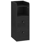 Hzuaneri Narrow Bedside Table with 2 Drawers  NS62104X Bedside Tables with Open Compartment for Narrow Spaces Bedroom Living Room 30 x 24 x 65 cm Black