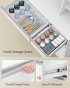 Hzuaneri Kitchen Cabinet, Sideboard, Tall Cabinet with Sockets and LED Lighting, White