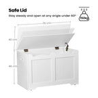 Hzuaneri Storage Bench, 40 x 76 x 48 cm, White – Bench with Storage and 2 Sturdy Hinges; Storage Unit for Hallway, Bedroom, Living Room SB04403X