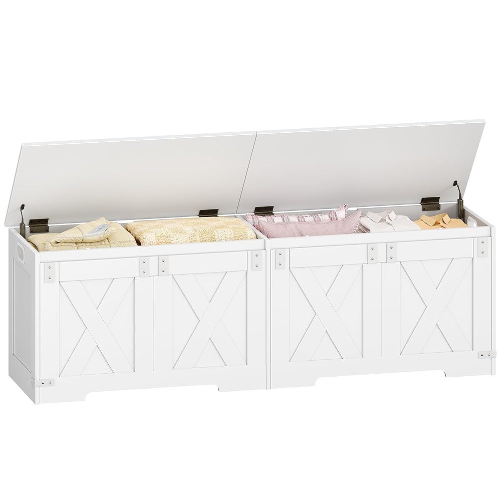 Hzuaneri 59" Extra Large Storage Chest, Storage Bench with Lift Top, 2 Safety Hinges, Shoe BenchToy Chest with Wooden Seat for Entryway, Bedroom, Living Room