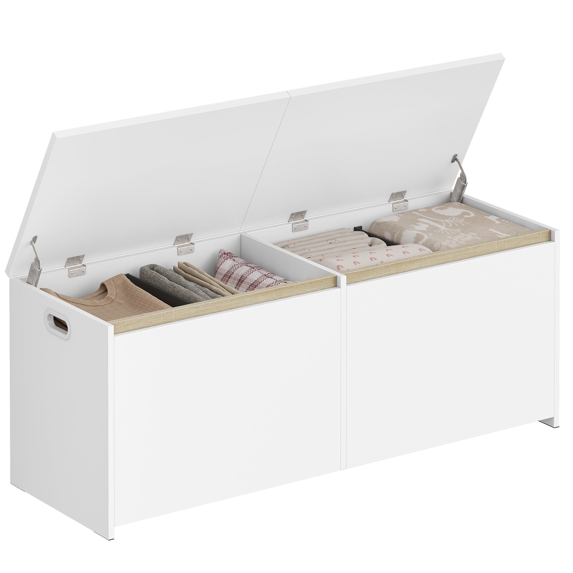 Hzuaneri Shoe Bench 120 cm White Storage Box, Space Saving, Suitable for Living Room, Hallway and Bedroom, 40 x 120 x 47 cm SB21203X