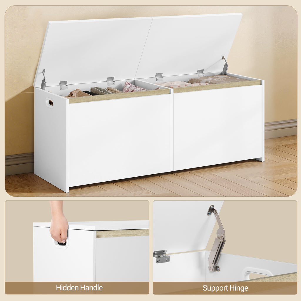 Hzuaneri Shoe Bench 120 cm White Storage Box, Space Saving, Suitable for Living Room, Hallway and Bedroom, 40 x 120 x 47 cm SB21203X