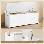 Hzuaneri Shoe Bench 120 cm White Storage Box, Space Saving, Suitable for Living Room, Hallway and Bedroom, 40 x 120 x 47 cm SB21203X