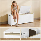 Hzuaneri Shoe Bench 120 cm White Storage Box, Space Saving, Suitable for Living Room, Hallway and Bedroom, 40 x 120 x 47 cm SB21203X