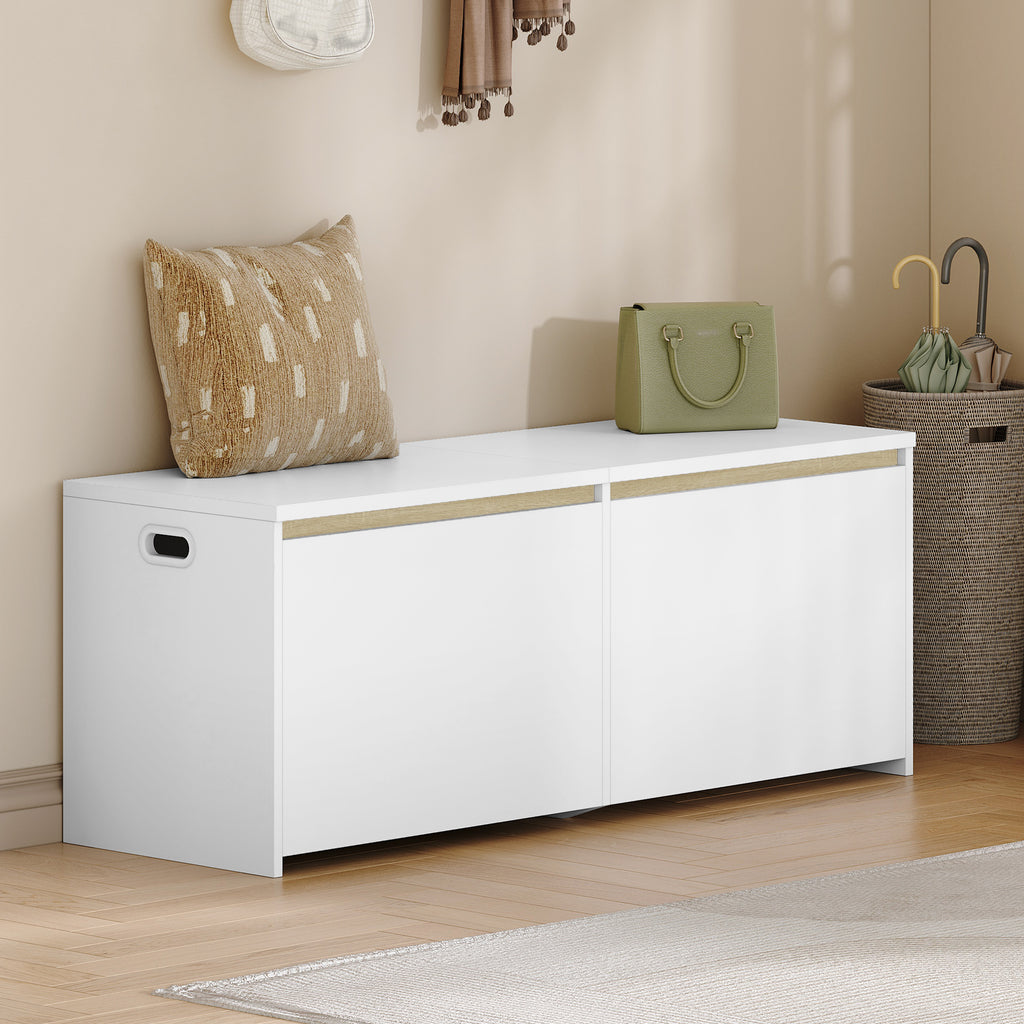 Hzuaneri Shoe Bench 120 cm White Storage Box, Space Saving, Suitable for Living Room, Hallway and Bedroom, 40 x 120 x 47 cm SB21203X