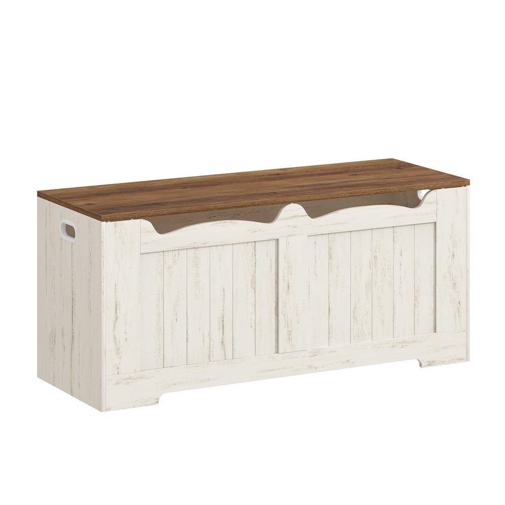 Hzuaneri Shoe Bench Storage Box, White, 40 x 110 x 48 cm SB25503X Shoe Bench with 2 Stable Hinges for Entrance, Bedroom, Living Room