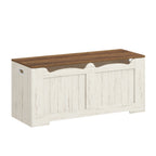 Hzuaneri Shoe Bench Storage Box, White, 40 x 110 x 48 cm SB25503X Shoe Bench with 2 Stable Hinges for Entrance, Bedroom, Living Room