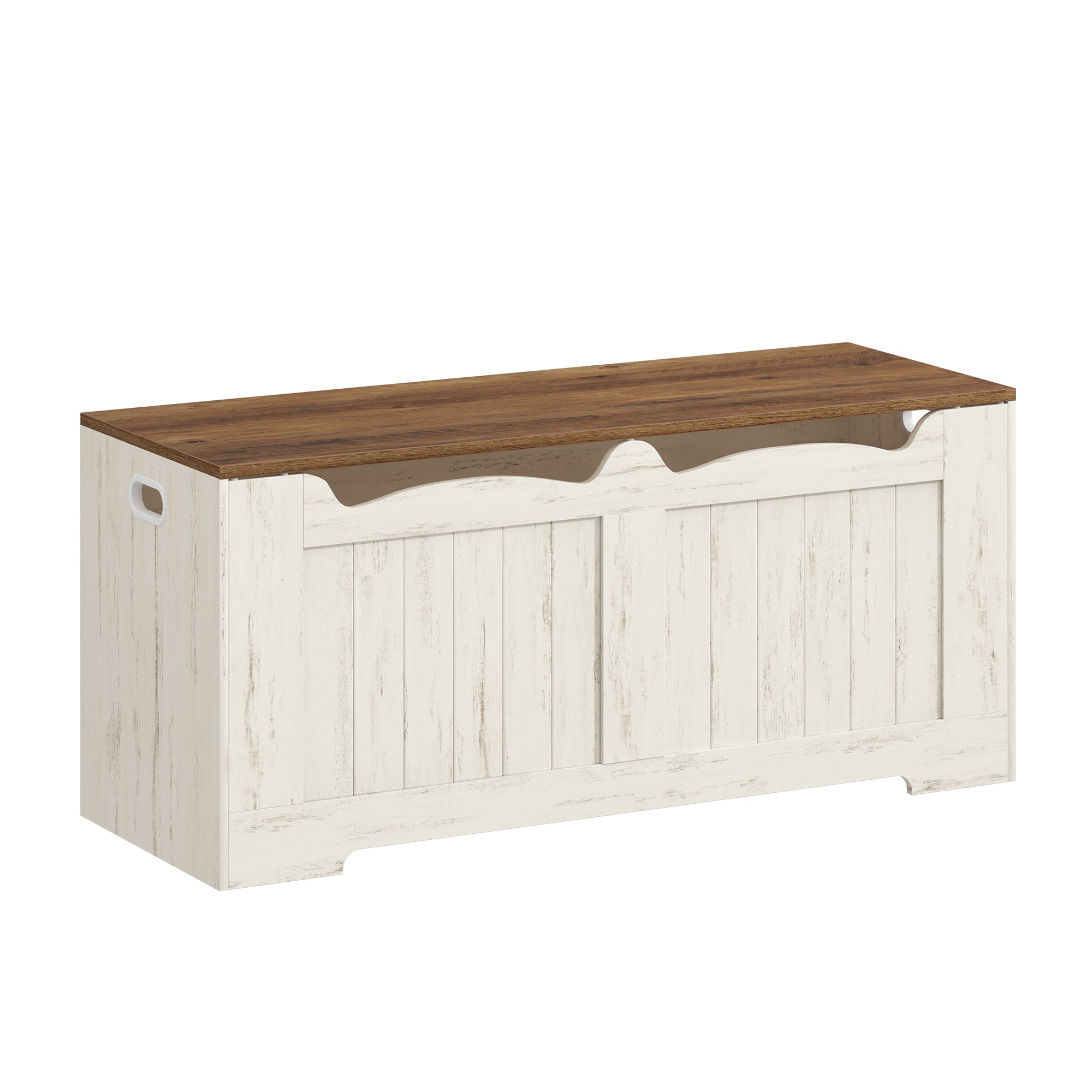 Hzuaneri Shoe Bench Storage Box, White, 40 x 110 x 48 cm SB25503X Shoe Bench with 2 Stable Hinges for Entrance, Bedroom, Living Room