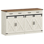 Hzuaneri Sideboard, Buffet Cabinet with 2 Drawers, 4 Doors SC94814X Kitchen Cabinet Country Style Kitchen Living Room 40 x 140 x 80 cm Vintage White Honey Brown