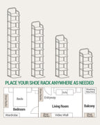 Hzuaneri Adjustable 8-Tier Vertical Shoe Rack, Space Saving Shoe Storage Unit