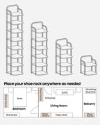 Hzuaneri Adjustable 8-Tier Vertical Shoe Rack, Space Saving Shoe Storage Unit