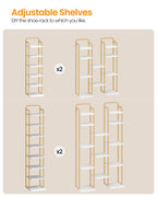 Hzuaneri Adjustable 8-Tier Vertical Shoe Rack, Space Saving Shoe Storage Unit