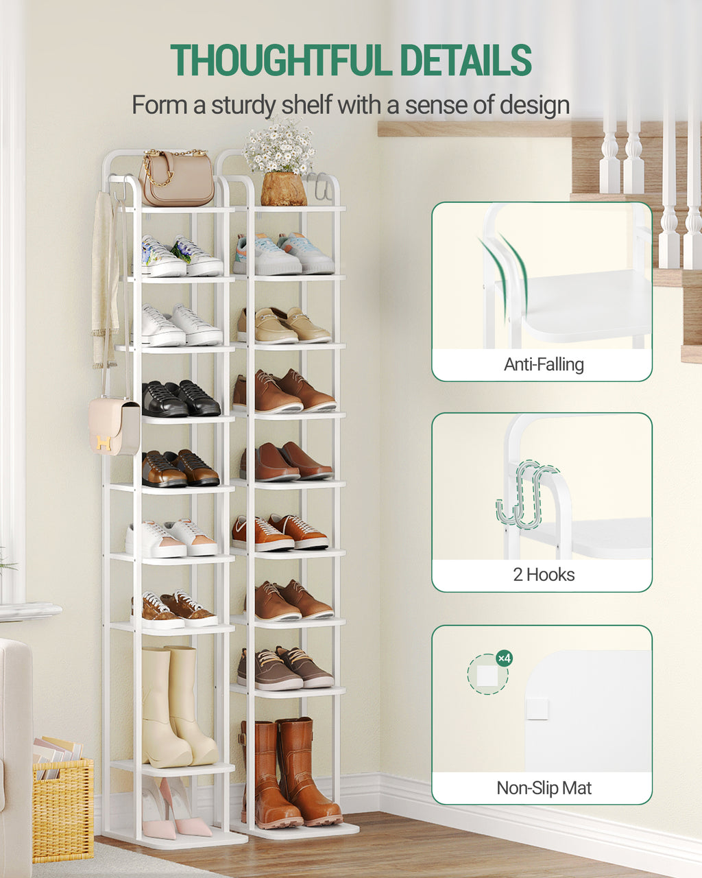 Shoe Saving Rack Hzuaneri Adjustable Shoe Rack - Space-Saving Shoe Tower for Small Spac
