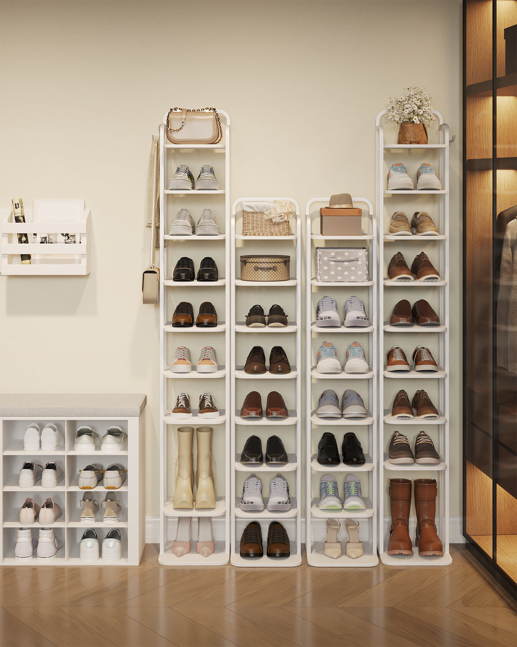 Hzuaneri Adjustable Shoe Rack - Space-Saving Shoe Tower for Small Spaces