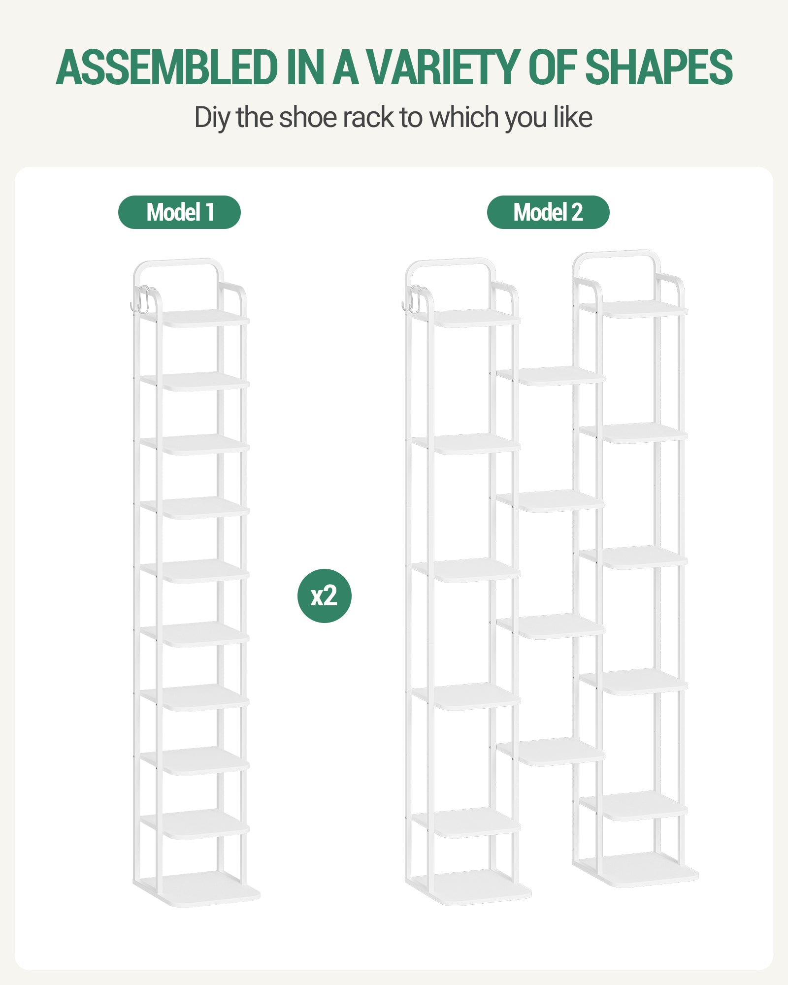 Hzuaneri Adjustable Shoe Rack - Space-Saving Shoe Tower for Small Spaces