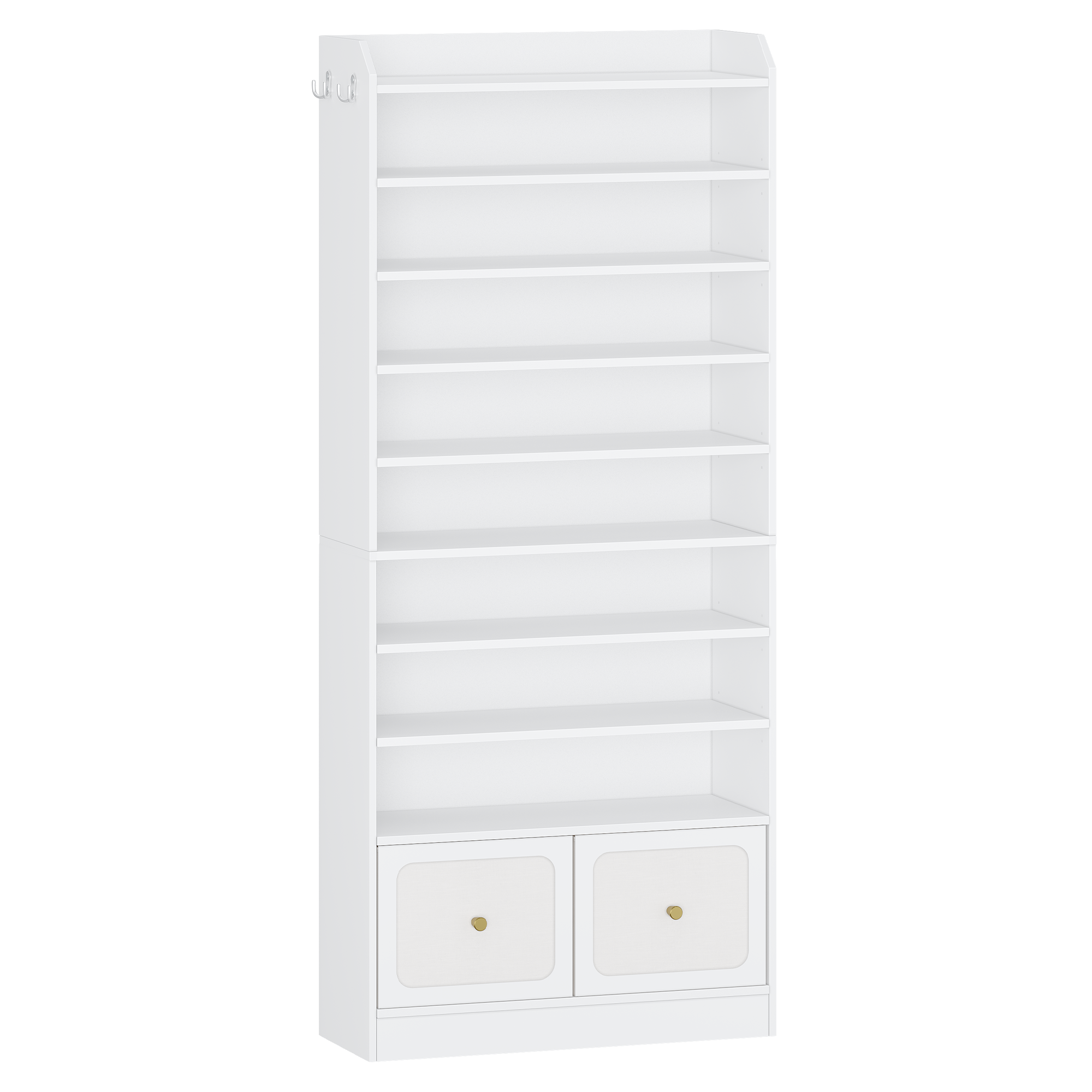 Hzuaneri Shoe Storage Cabinet, 10 Tiers Shoe Cabinet with 2 Cloth Drawers, Wooden Freestanding Shoes Organizer