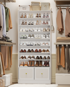 Hzuaneri Shoe Storage Cabinet, 10 Tiers Shoe Cabinet with 2 Cloth Drawers, Wooden Freestanding Shoes Organizer