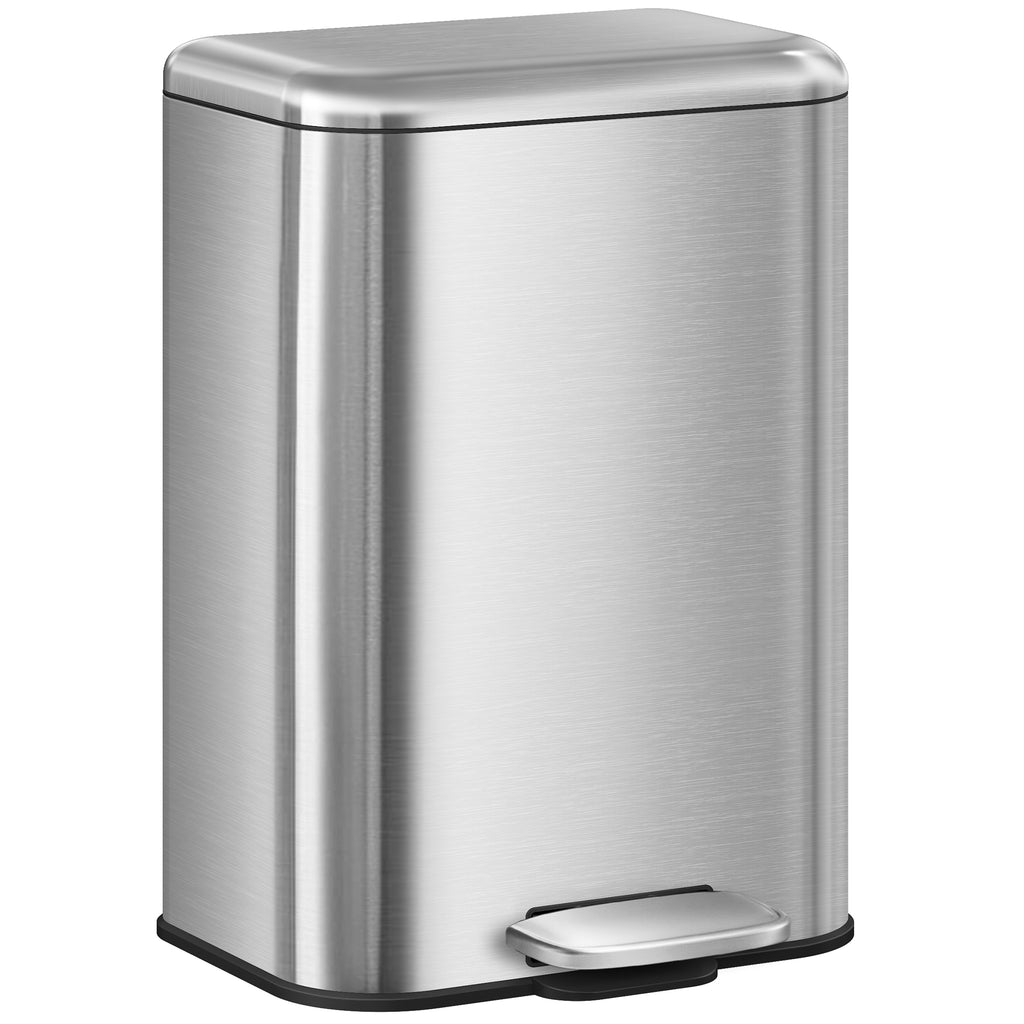 Hzuaneri Kitchen Rubbish Bin, 20 L Waste Bin with Pedal Pedal with Softclose Lid and Inner Bin, Kitchen Rubbish Bin with 15 Bin Liners, Steel, Silver SW12099B
