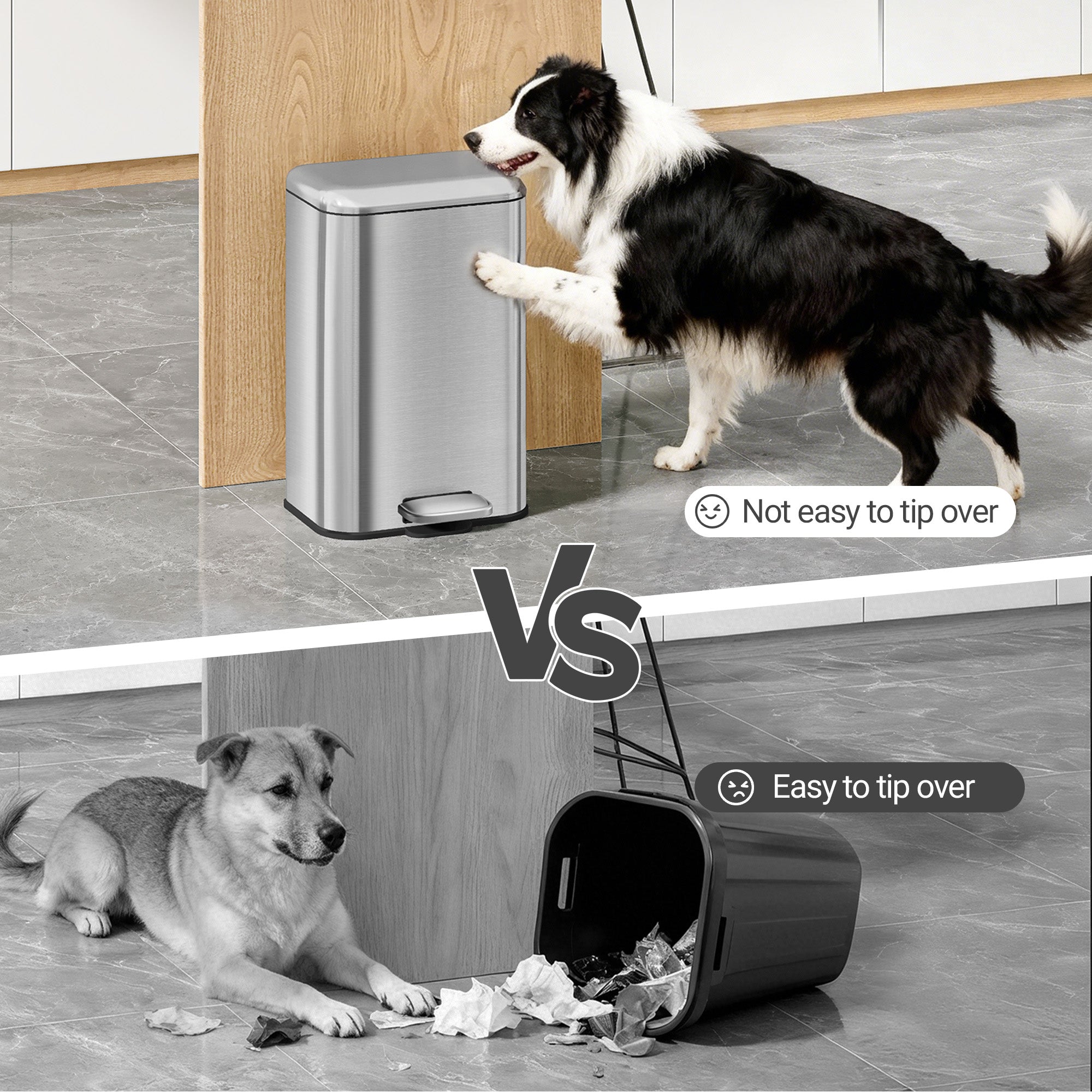 Hzuaneri Kitchen Rubbish Bin, 20 L Waste Bin with Pedal Pedal with Softclose Lid and Inner Bin, Kitchen Rubbish Bin with 15 Bin Liners, Steel, Silver SW12099B