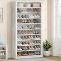 Hzuaneri 71.3" Tall Farmhouse Freestanding Wooden Shoe Storage Cabinet, 10‑Tier Cube Shoe Organizer, Holds 36‑40 Pairs of Shoes, Storage Solution for Entryway & Living Room, White