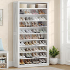 Hzuaneri 71.3" Tall Farmhouse Freestanding Wooden Shoe Storage Cabinet, 10‑Tier Cube Shoe Organizer, Holds 36‑40 Pairs of Shoes, Storage Solution for Entryway & Living Room, White