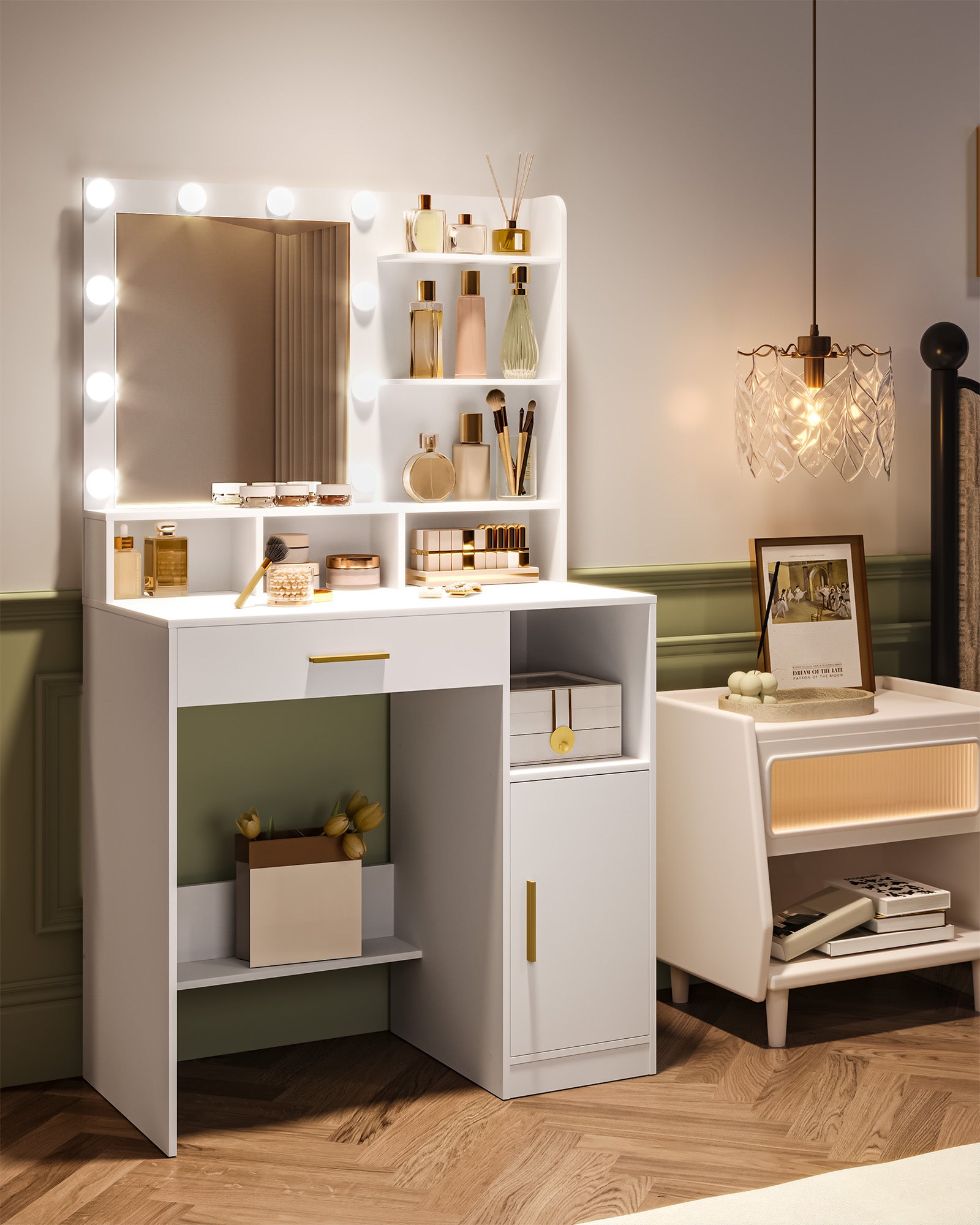 dressing table design light Amaltas Dressing Table with Touch Light - Mirror with Touch Light