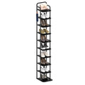 Hzuaneri 10-Tier Vertical Shoe Rack, Tall Shoe Organizer with 2 Hooks, Wooden Shoe Tower for Entryway, Hallway, Closet Space Saving, Free Standing, Black