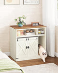 Hidden Cat Litter Box Enclosure with Storage, Wooden Cat Cabinet, TV Stand, Rustic Brown White