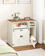 Hidden Cat Litter Box Enclosure with Storage, Wooden Cat Cabinet, TV Stand, Rustic Brown White