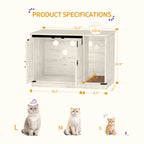 Hzuaneri 31.5" Cat Litter Box Enclosure, Hidden Cabinet Furniture with Bell for Indoor Cat, Farmhouse Style, White