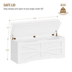 47.2" Storage Chest, Wooden Lift-Top Bench Trunk with 2 Hinges, Shoe Bench Organizer, White