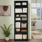 Hzuaneri Farmhouse Tall Shoe Cubby Organizer, 10‑Tier 71.3" H Freestanding Wooden Shoe Storage Rack, Holds 27‑30 Pairs, for Entryway & Living Room, Black