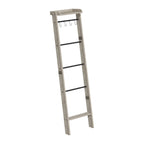 Wooden Blanket Ladder with 4 Hooks, 63.4" H 6-Tier Farmhouse Ladder Holder Organizer, for Living Room, Bedroom, Balcony - Greige